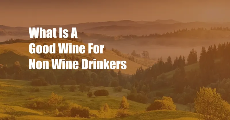 What Is A Good Wine For Non Wine Drinkers