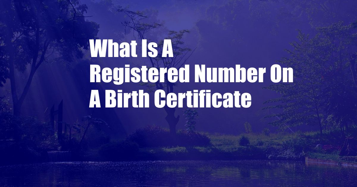 What Is A Registered Number On A Birth Certificate