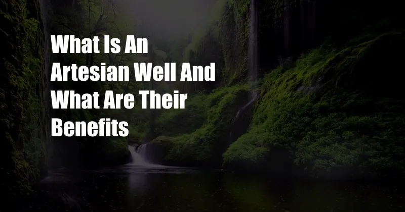 What Is An Artesian Well And What Are Their Benefits