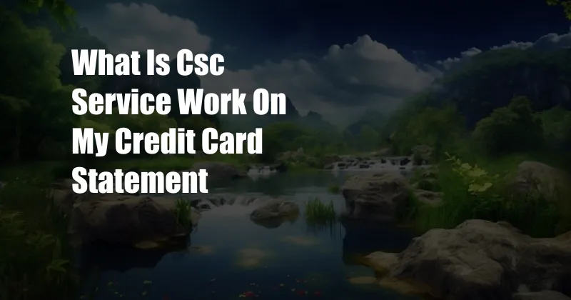 What Is Csc Service Work On My Credit Card Statement