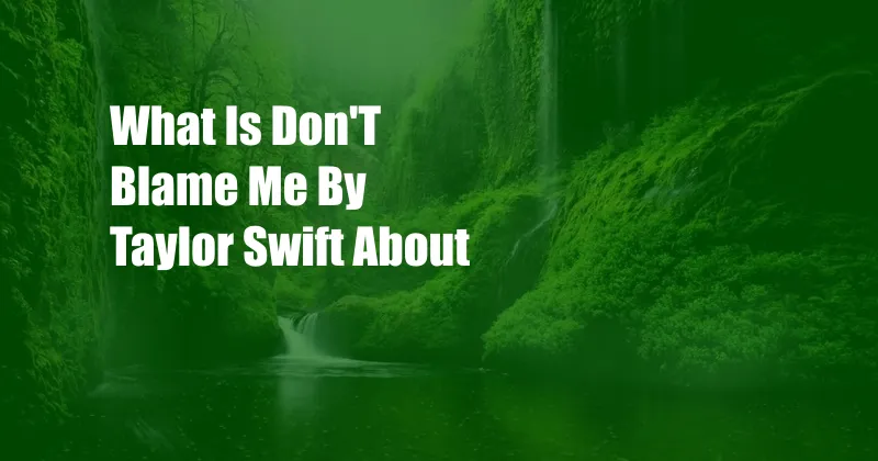 What Is Don'T Blame Me By Taylor Swift About