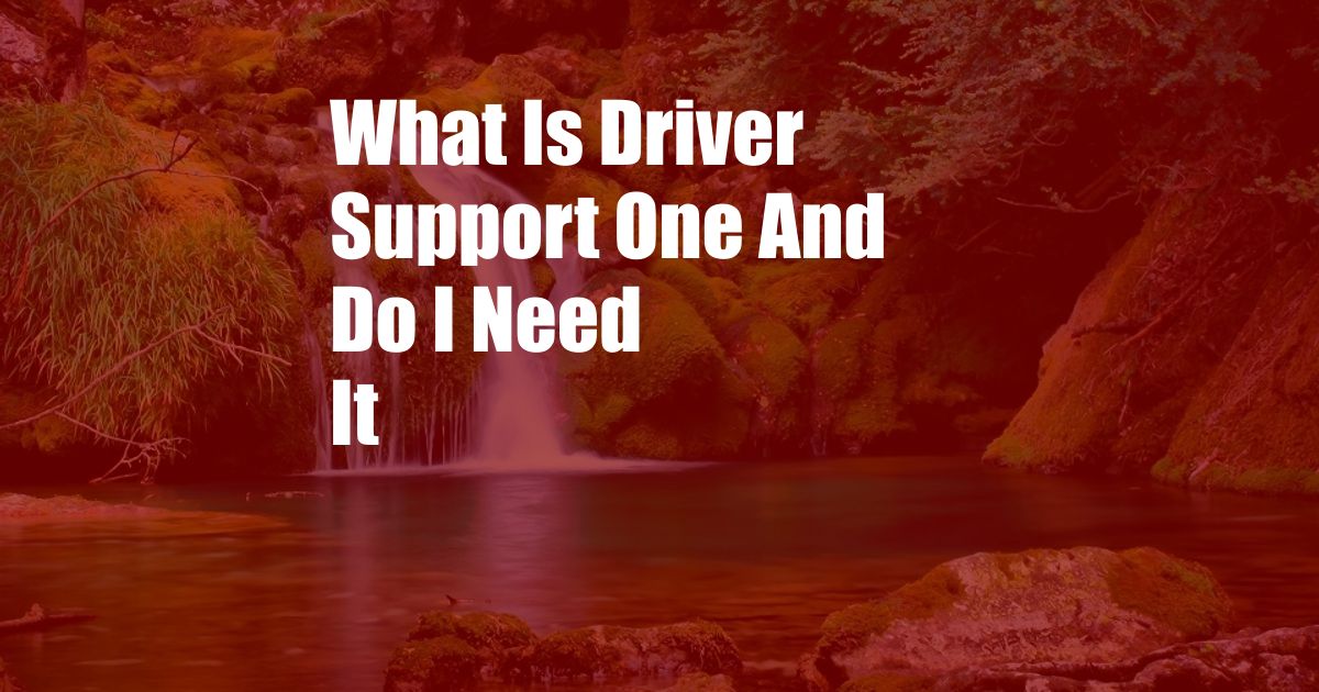What Is Driver Support One And Do I Need It