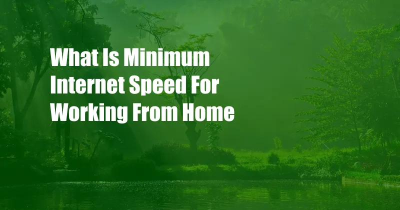 What Is Minimum Internet Speed For Working From Home