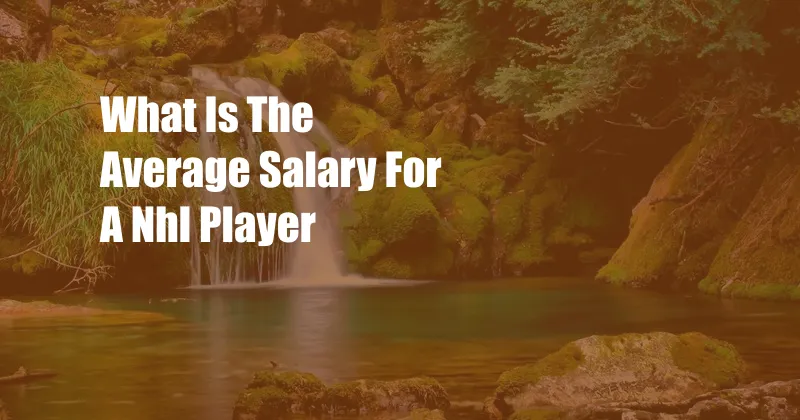 What Is The Average Salary For A Nhl Player