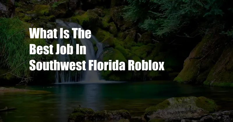 What Is The Best Job In Southwest Florida Roblox