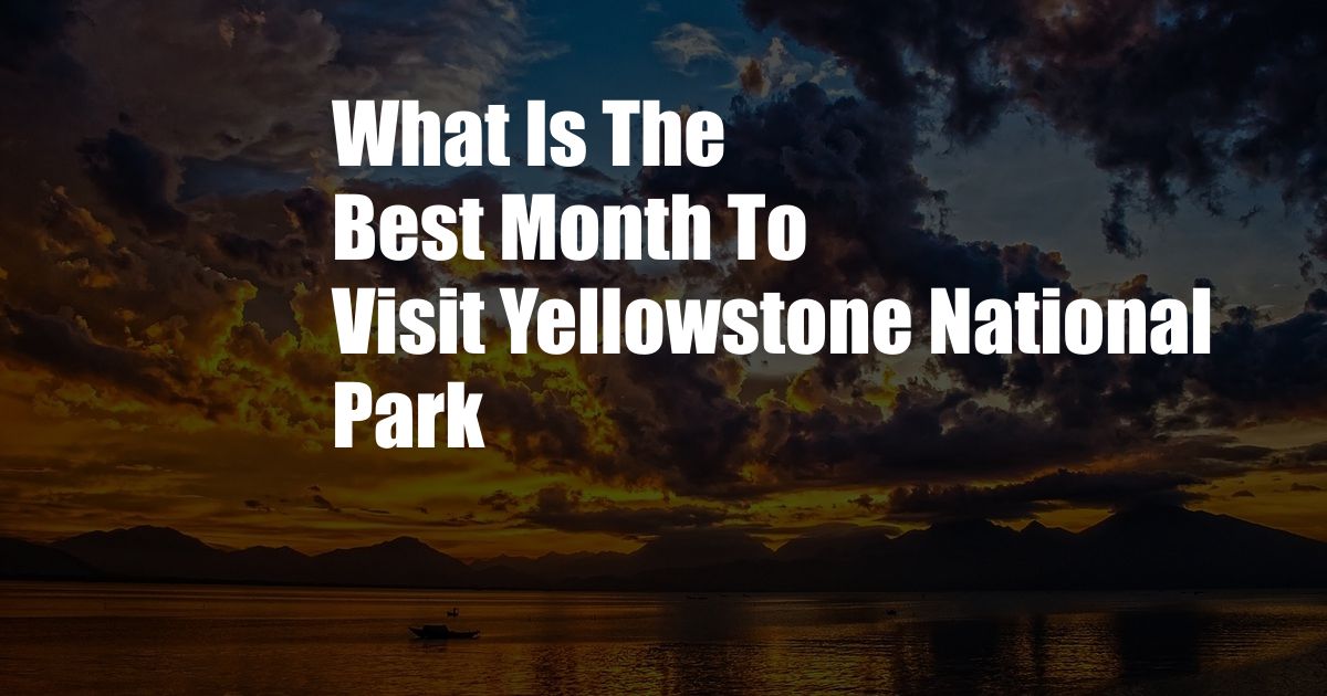 What Is The Best Month To Visit Yellowstone National Park