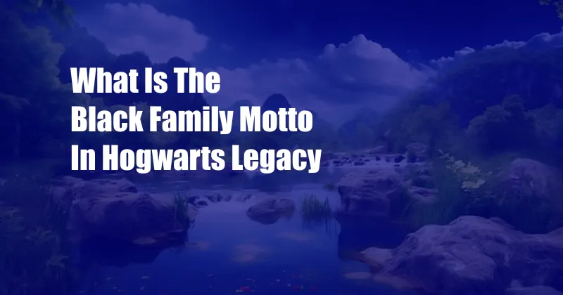 What Is The Black Family Motto In Hogwarts Legacy