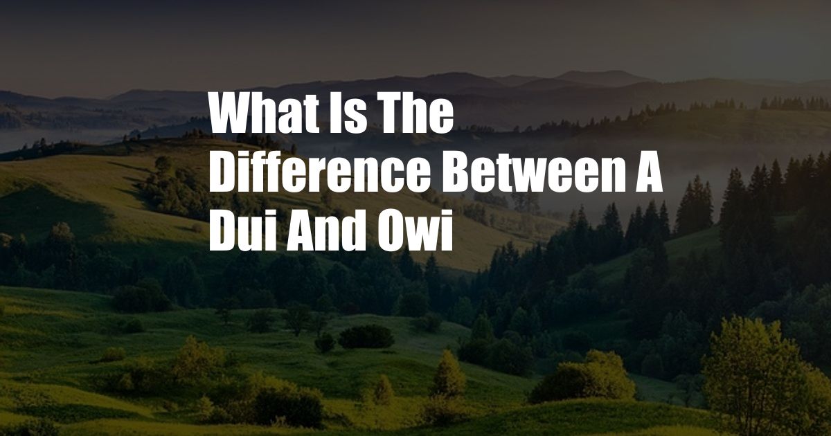 What Is The Difference Between A Dui And Owi