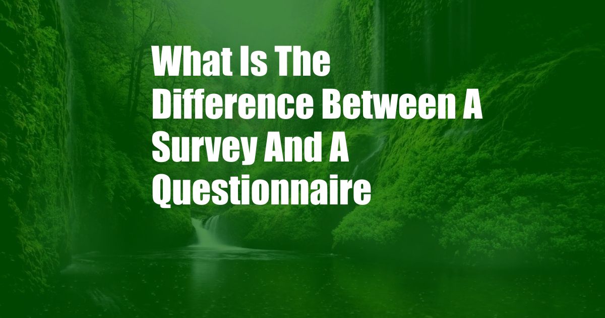 What Is The Difference Between A Survey And A Questionnaire