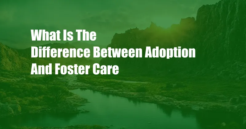 What Is The Difference Between Adoption And Foster Care