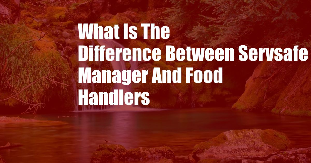 What Is The Difference Between Servsafe Manager And Food Handlers