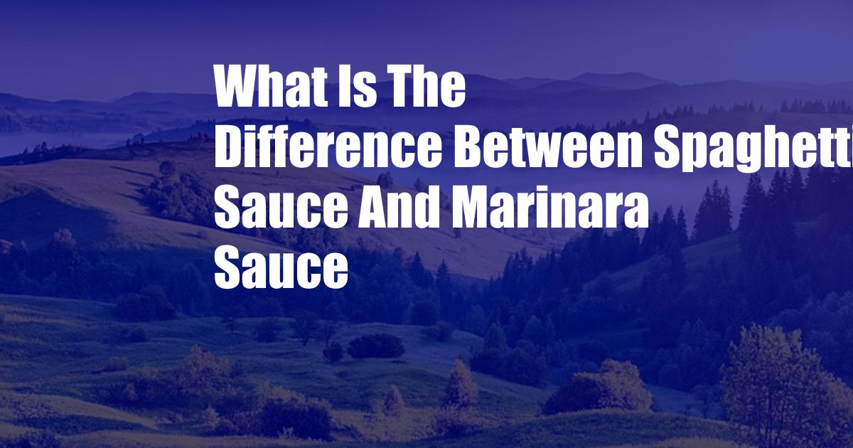 What Is The Difference Between Spaghetti Sauce And Marinara Sauce