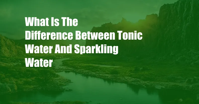 What Is The Difference Between Tonic Water And Sparkling Water