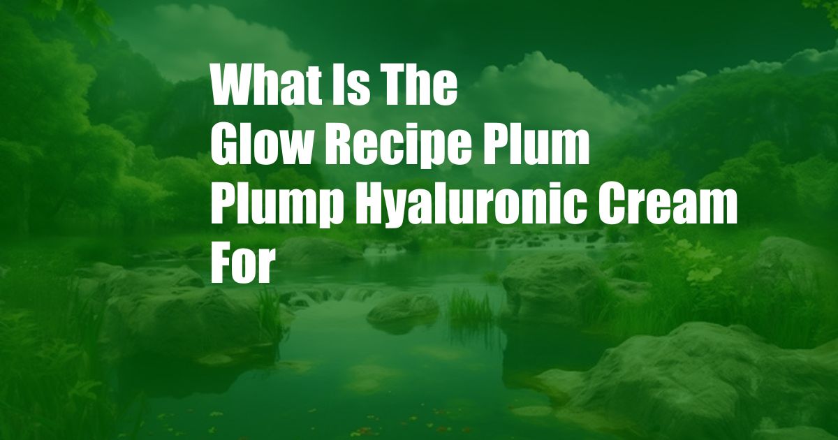What Is The Glow Recipe Plum Plump Hyaluronic Cream For