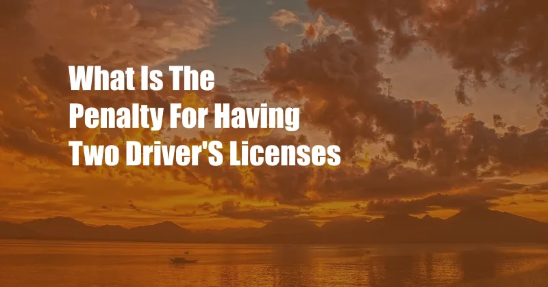 What Is The Penalty For Having Two Driver'S Licenses