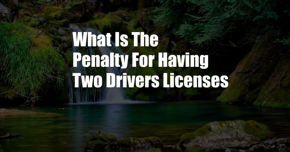 What Is The Penalty For Having Two Drivers Licenses