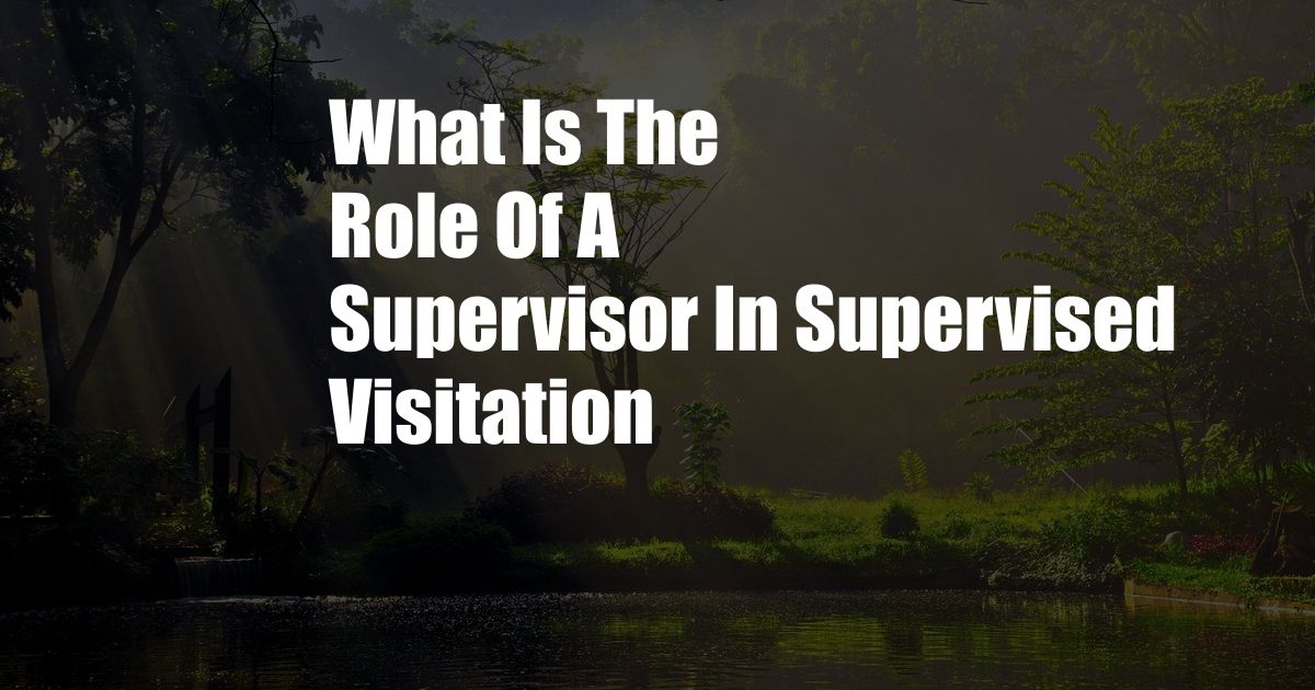 What Is The Role Of A Supervisor In Supervised Visitation