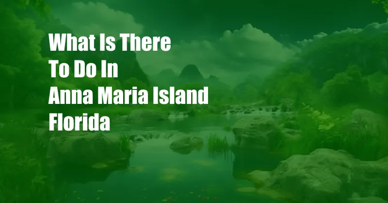What Is There To Do In Anna Maria Island Florida
