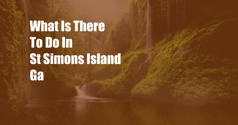 What Is There To Do In St Simons Island Ga