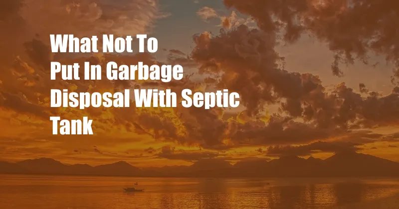 What Not To Put In Garbage Disposal With Septic Tank
