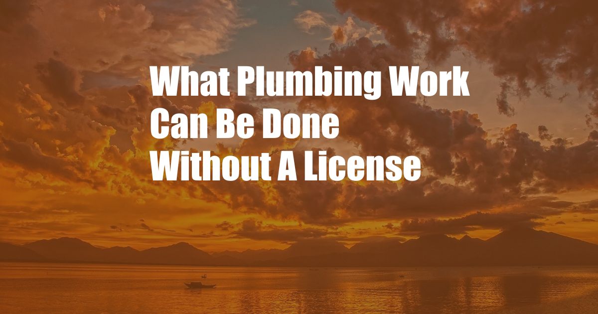 What Plumbing Work Can Be Done Without A License