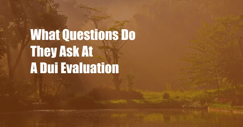 What Questions Do They Ask At A Dui Evaluation