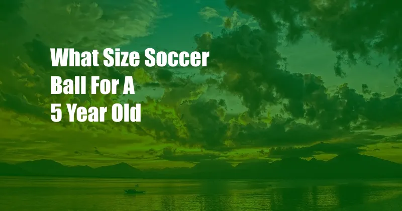 What Size Soccer Ball For A 5 Year Old