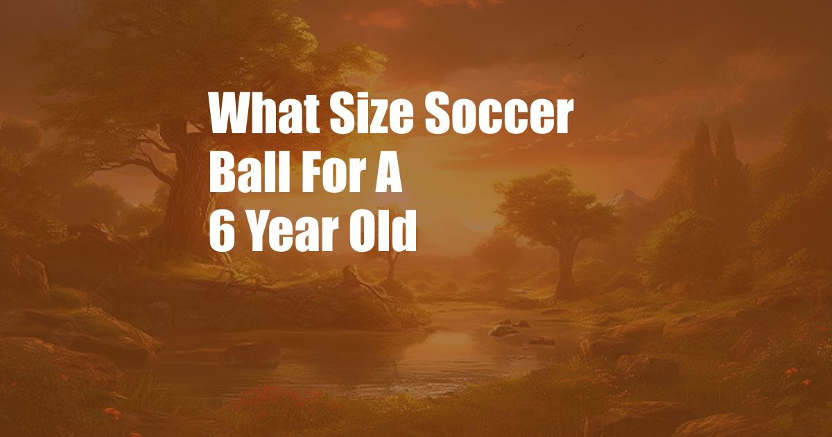 What Size Soccer Ball For A 6 Year Old