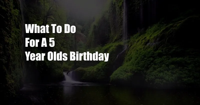 What To Do For A 5 Year Olds Birthday