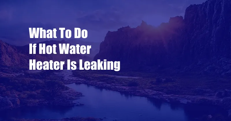 What To Do If Hot Water Heater Is Leaking