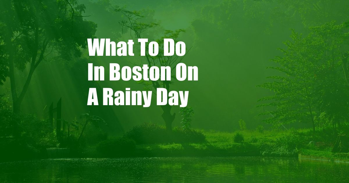 What To Do In Boston On A Rainy Day