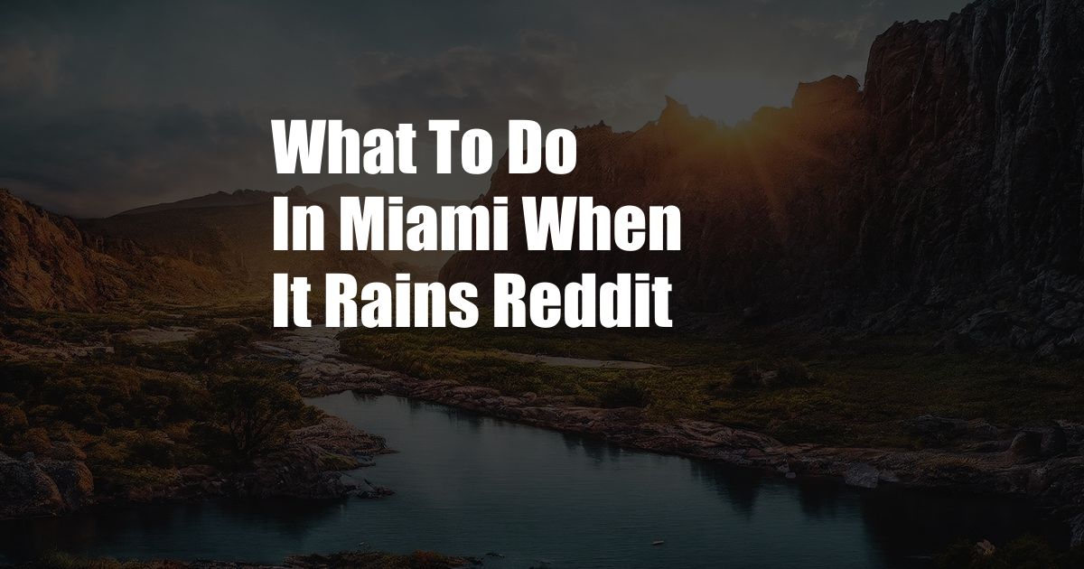 What To Do In Miami When It Rains Reddit