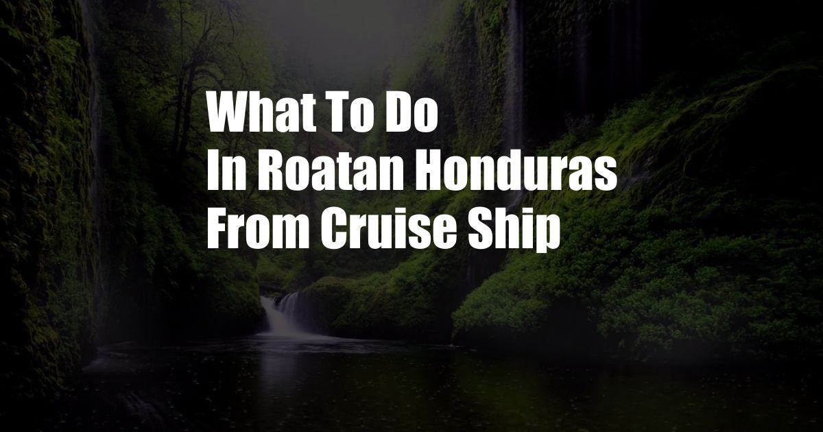 What To Do In Roatan Honduras From Cruise Ship