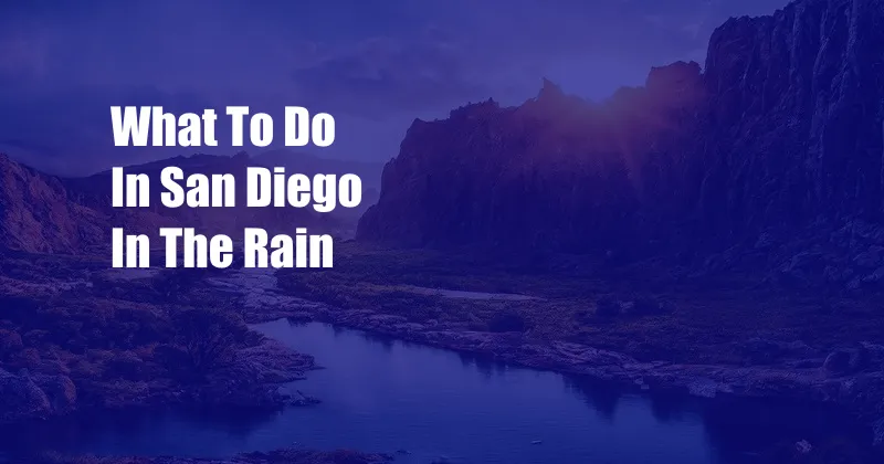 What To Do In San Diego In The Rain