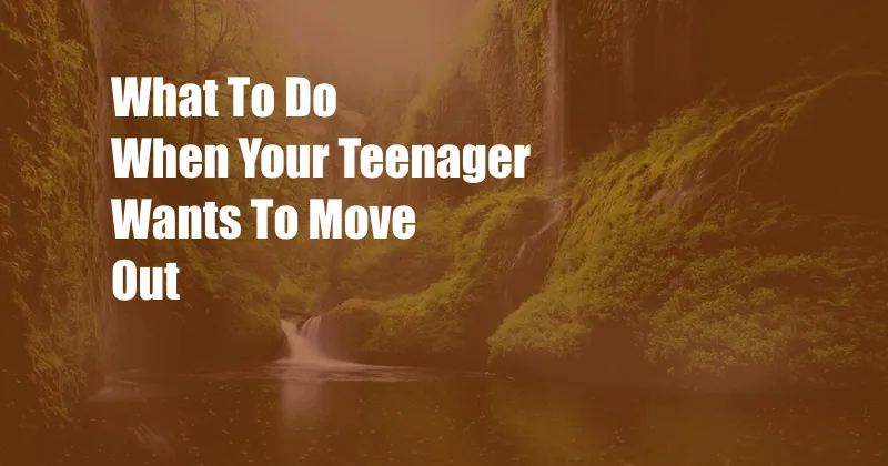 What To Do When Your Teenager Wants To Move Out