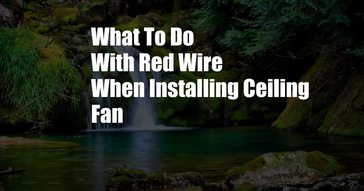 What To Do With Red Wire When Installing Ceiling Fan