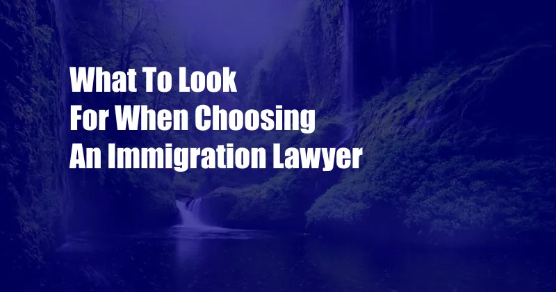 What To Look For When Choosing An Immigration Lawyer