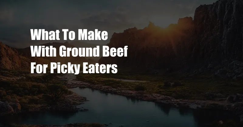 What To Make With Ground Beef For Picky Eaters