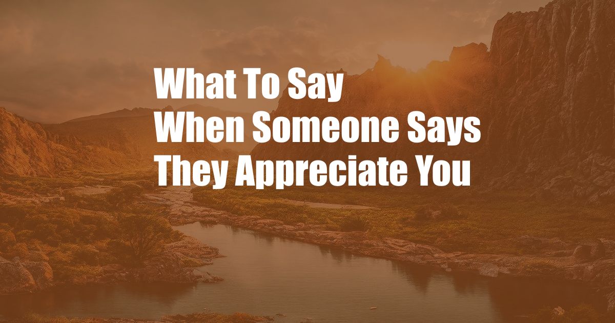 What To Say When Someone Says They Appreciate You