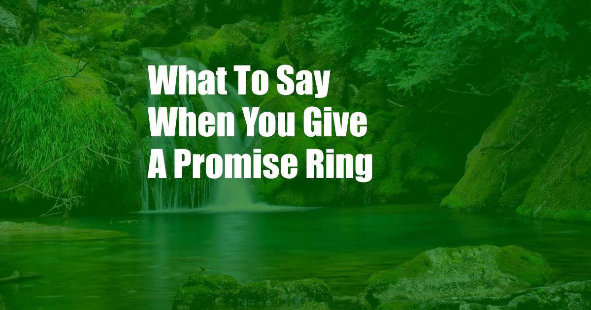 What To Say When You Give A Promise Ring