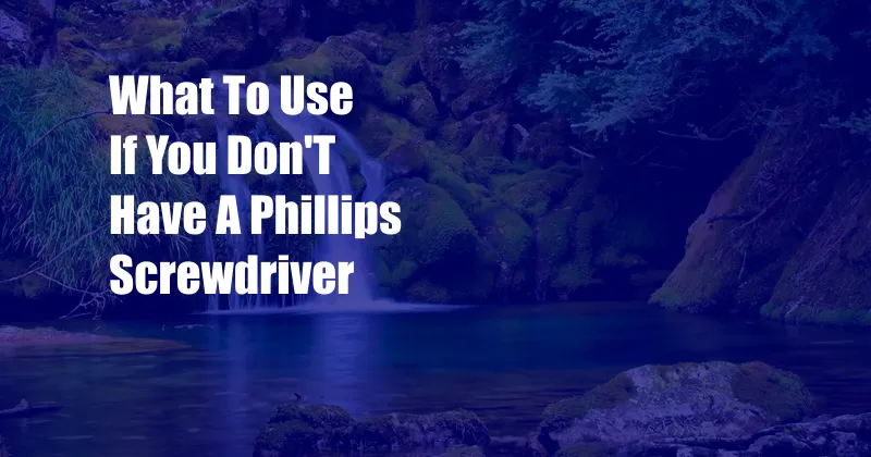 What To Use If You Don'T Have A Phillips Screwdriver