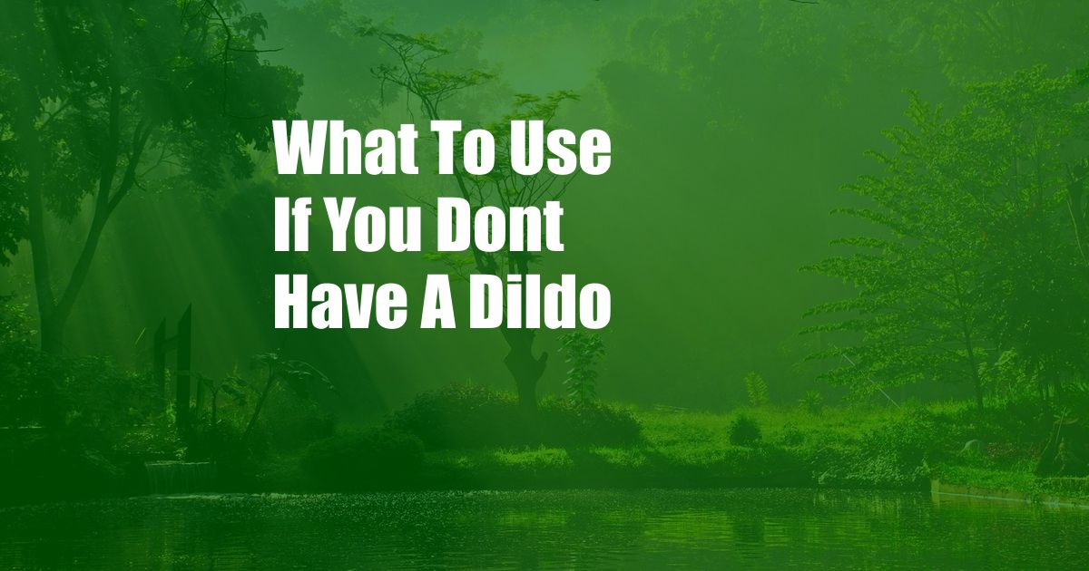 What To Use If You Dont Have A Dildo