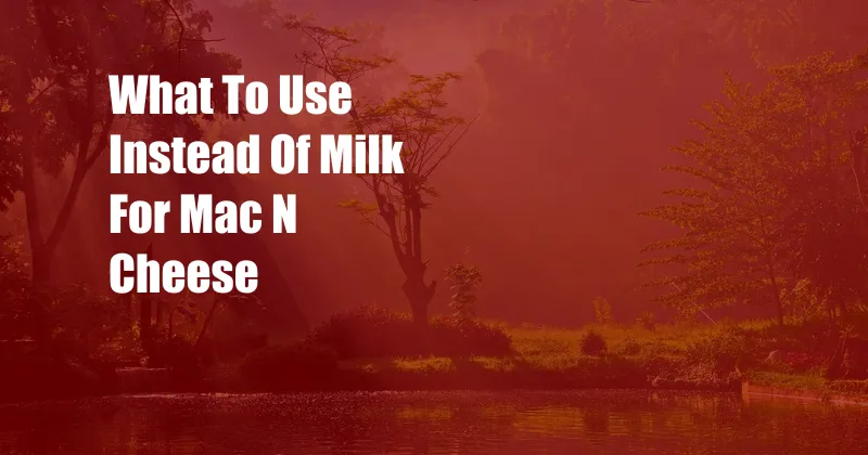 What To Use Instead Of Milk For Mac N Cheese