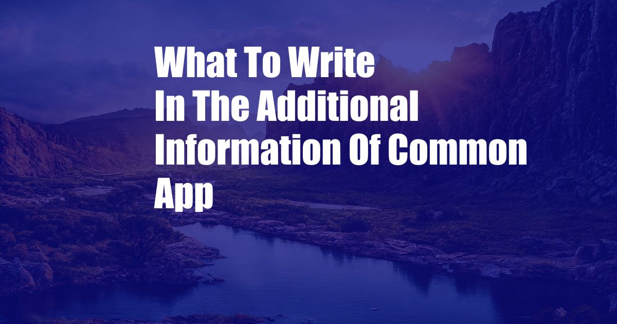 What To Write In The Additional Information Of Common App