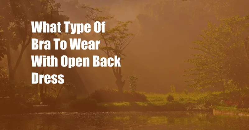 What Type Of Bra To Wear With Open Back Dress