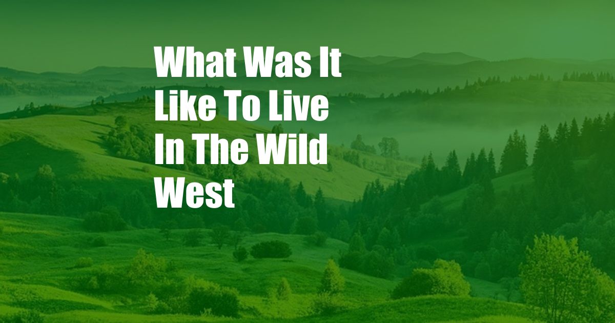 What Was It Like To Live In The Wild West
