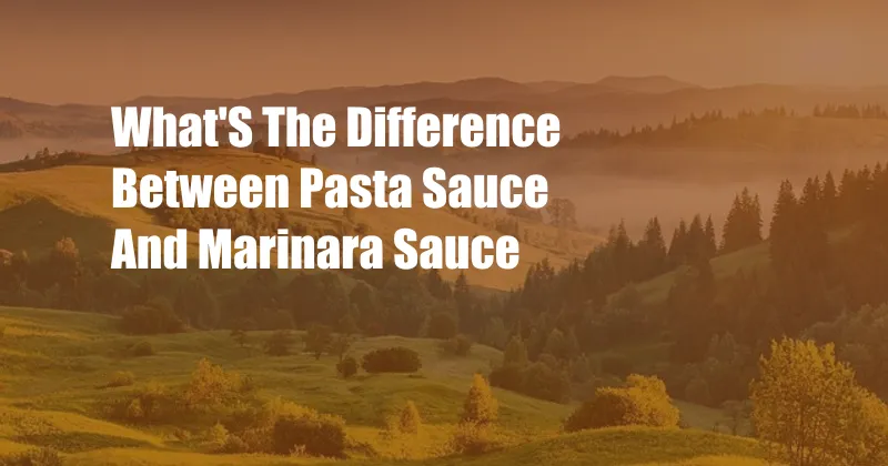 What'S The Difference Between Pasta Sauce And Marinara Sauce