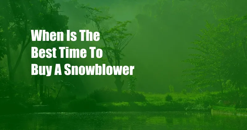 When Is The Best Time To Buy A Snowblower