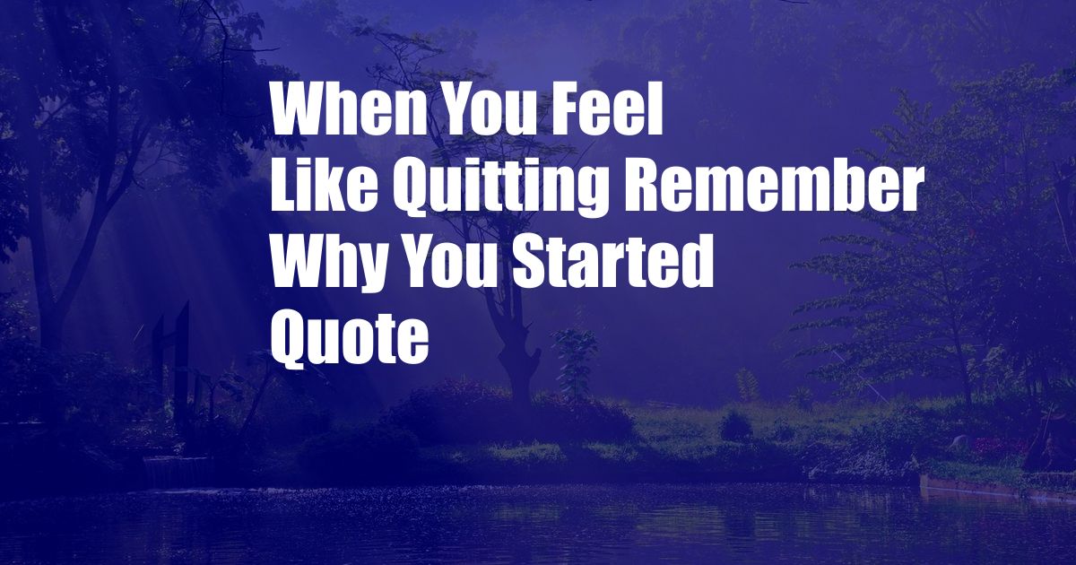 When You Feel Like Quitting Remember Why You Started Quote