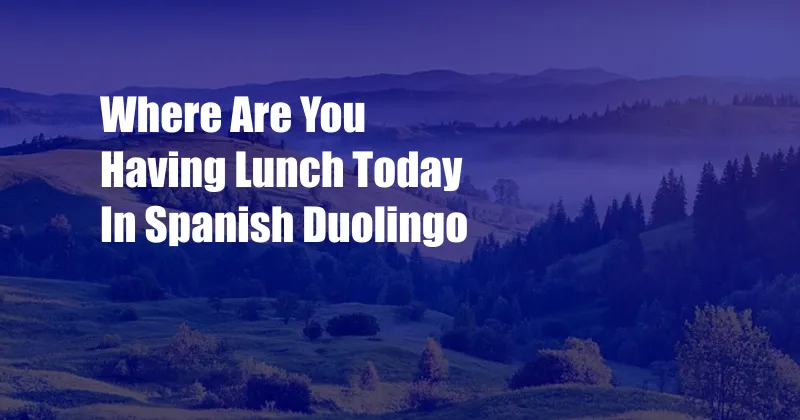 Where Are You Having Lunch Today In Spanish Duolingo